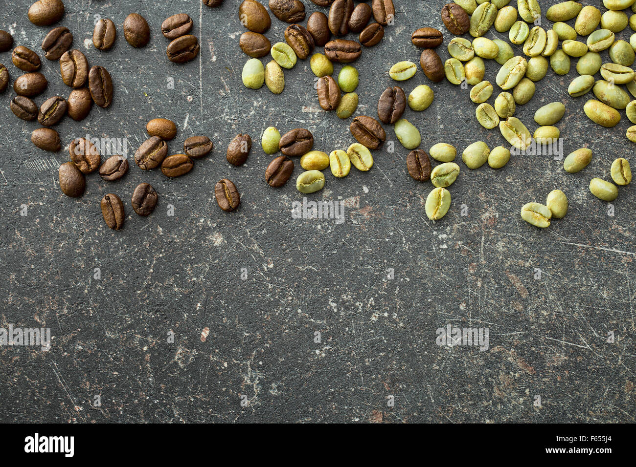 top view of unroasted and roasted coffee beans Stock Photo Alamy