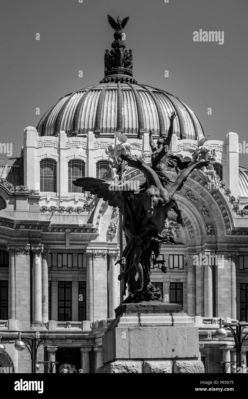 Bellas Artes Palace in Mexico City's historic center. (Palacio de Bellas Artes) Stock Photo