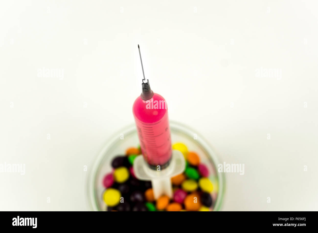 Colourful syringe in a jar with candy Stock Photo - Alamy