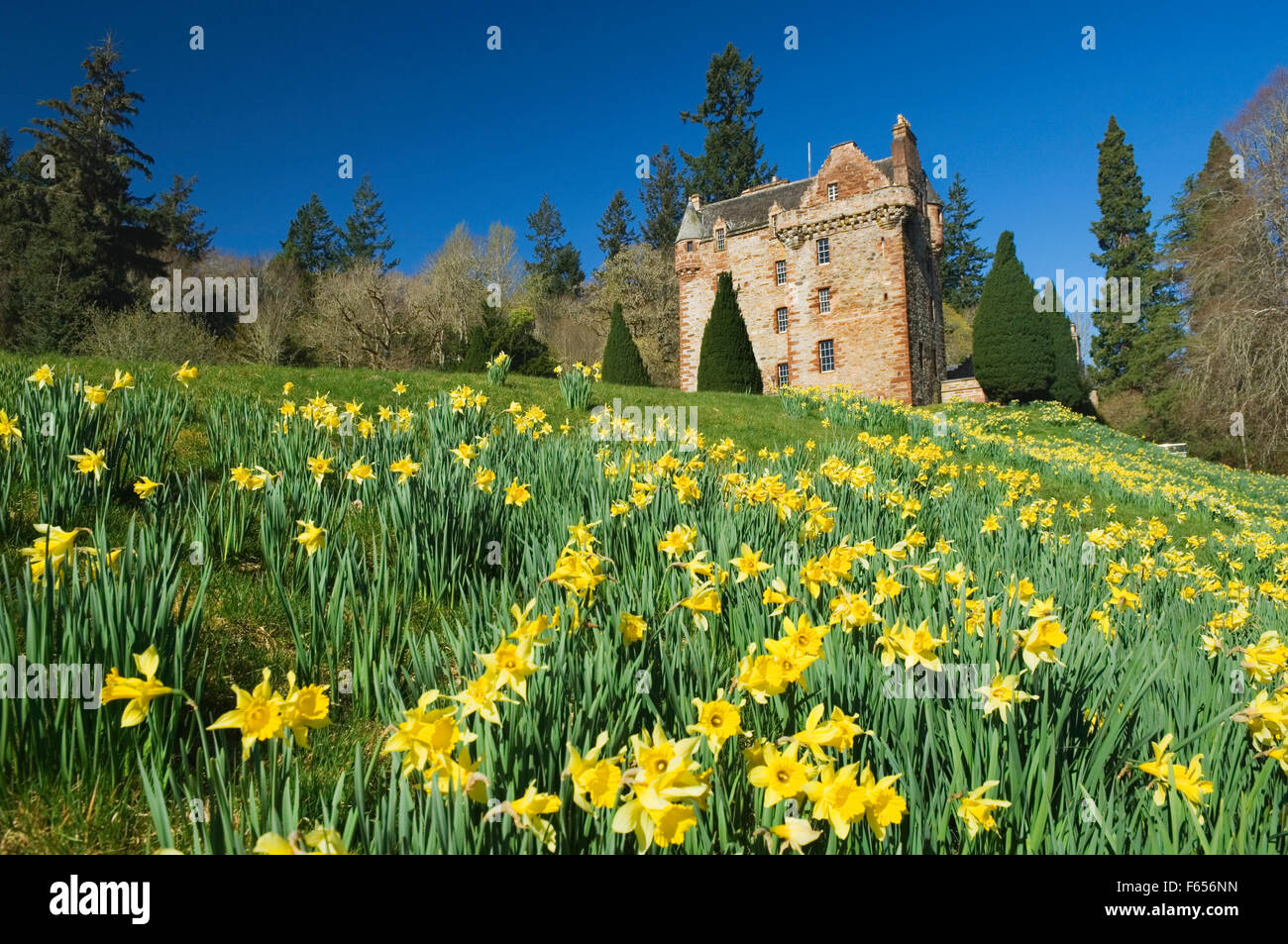 Castle Leod in spring, near Strathpeffer, Ross-shire, Scotland. Stock Photo