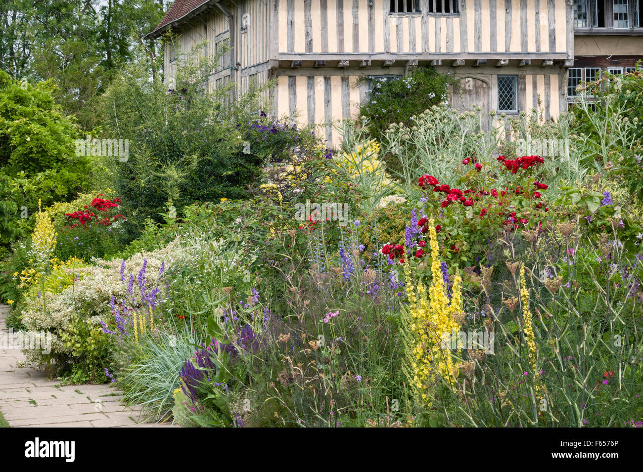 Great Dixter, East Sussex, UK - the garden created and made famous by Christopher Lloyd. The Long Border in summer (July) Stock Photo