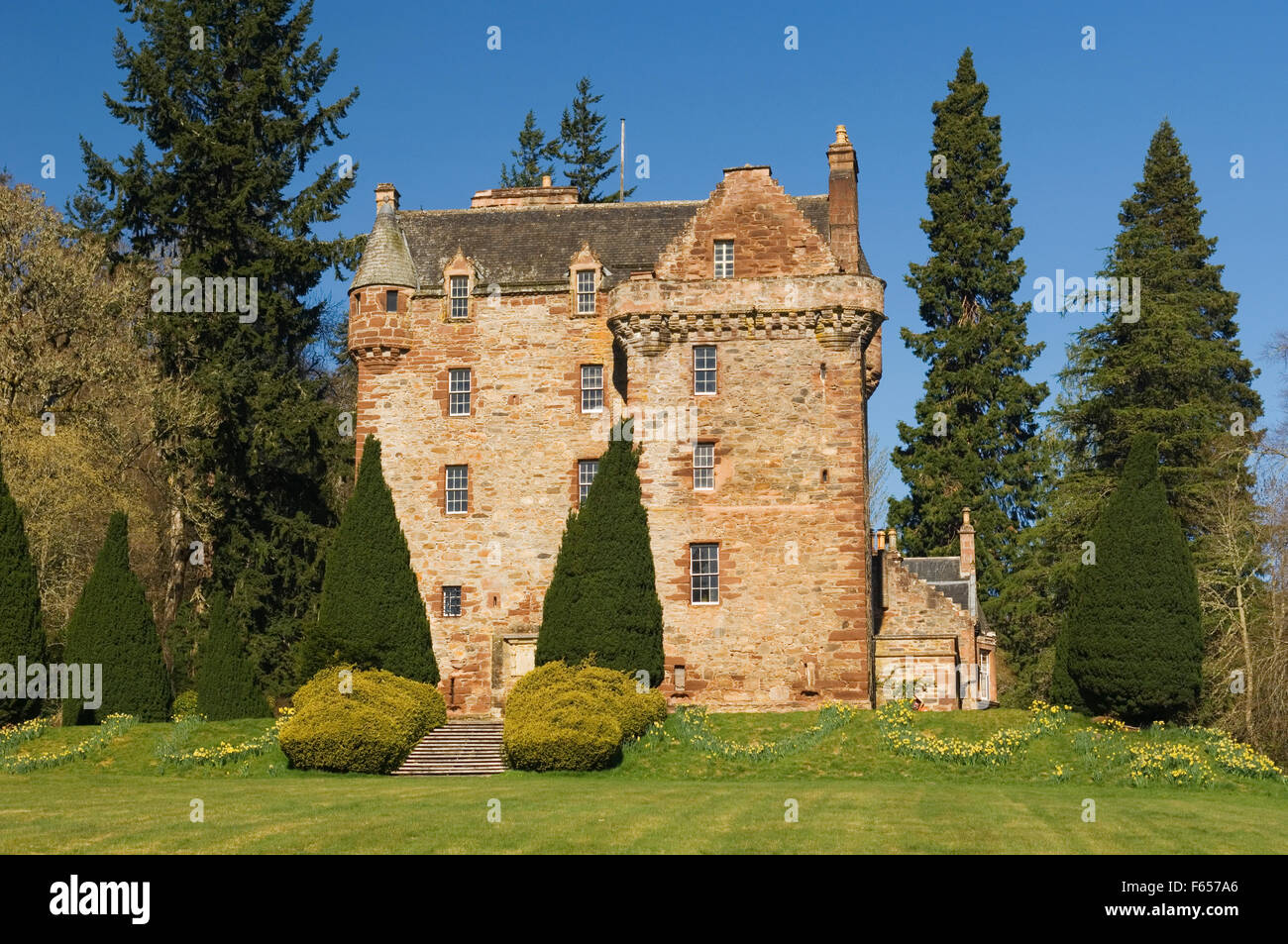 Castle Leod in spring, near Strathpeffer, Ross-shire, Scotland. Stock Photo