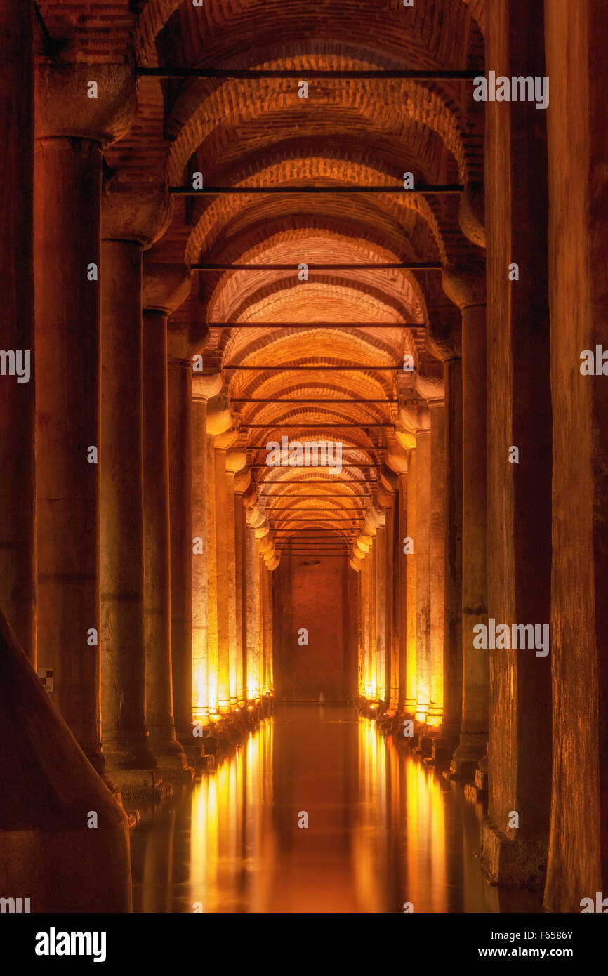 Underground Basilica Cistern, Istanbul, Turkey. Stock Photo