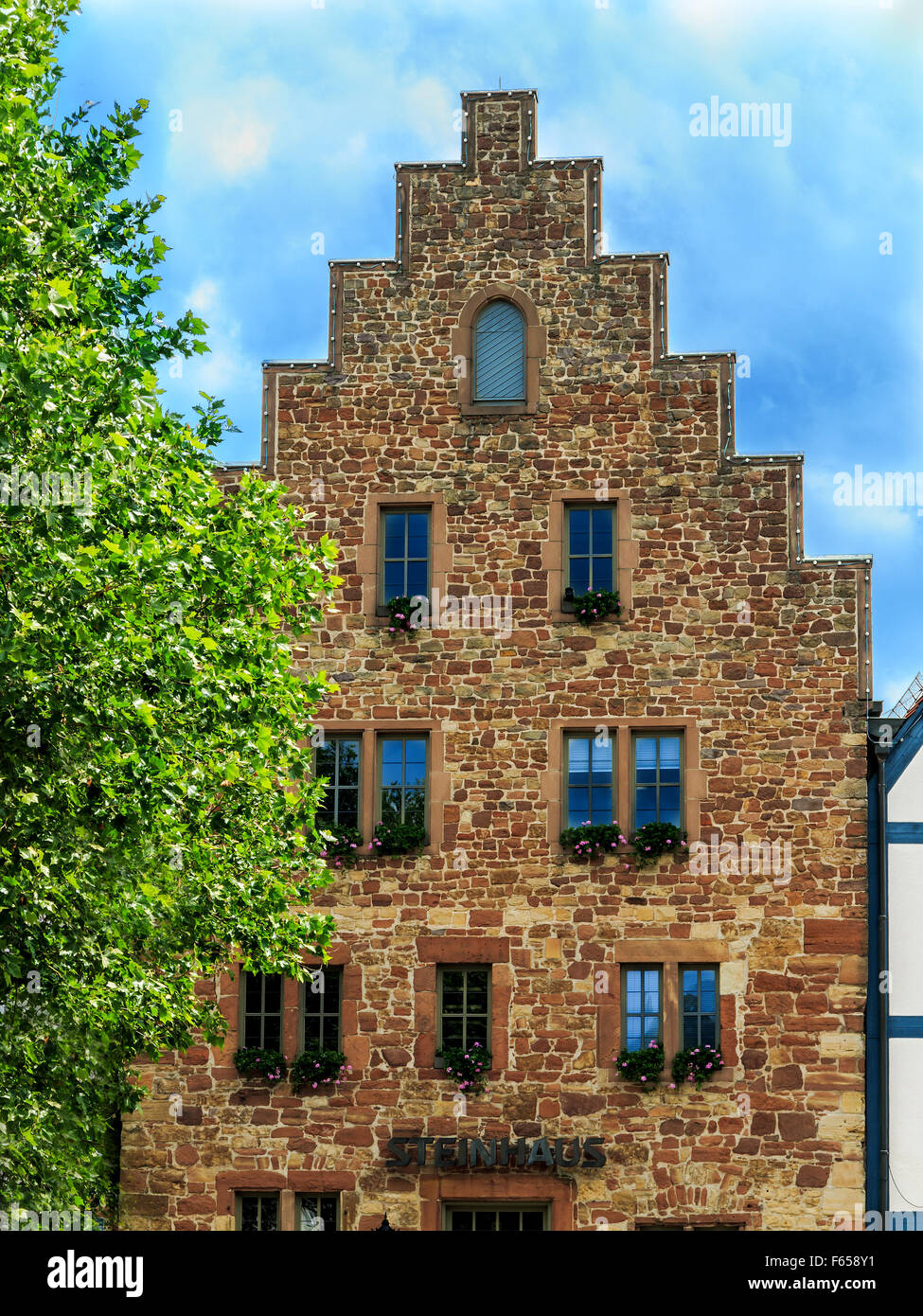 The Steinhaus in medieval small town Frankenberg Eder, Germany. Built in 1240 Stock Photo