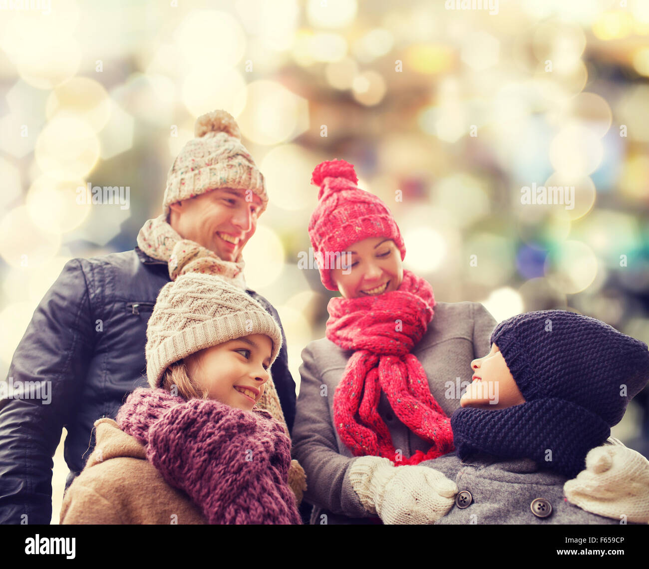 happy family in winter clothes outdoors Stock Photo - Alamy