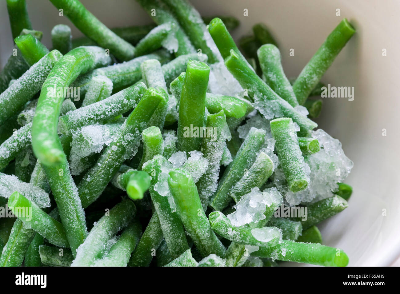 close up of Frozen Beans with ice crystals Stock Photo