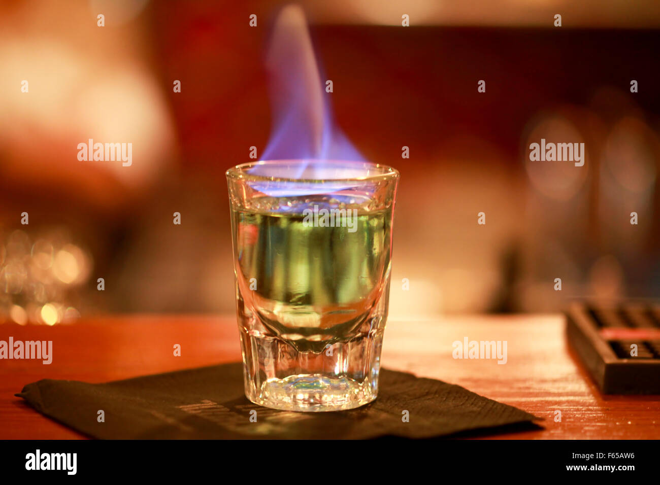 Flaming alcohol Stock Photo