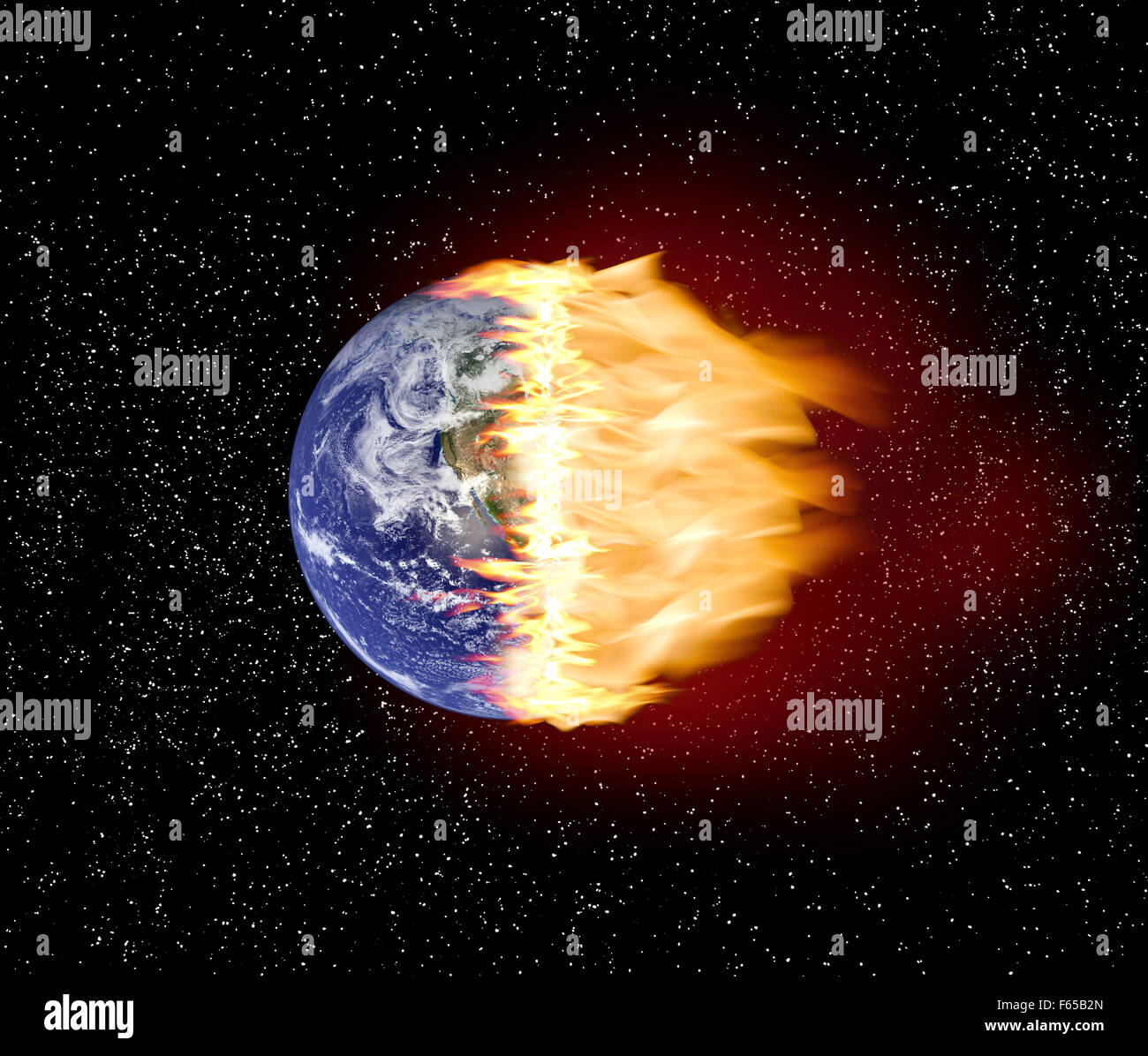 Earth in flames. Stock Photo
