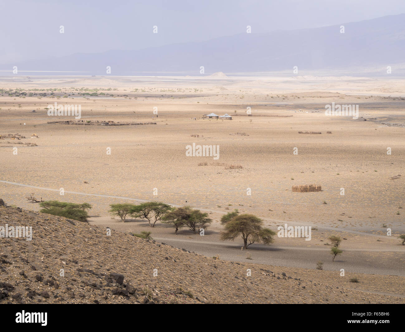 Landscape next to Lake Natron in Arusha Region, Tanzania, Africa. Stock Photo
