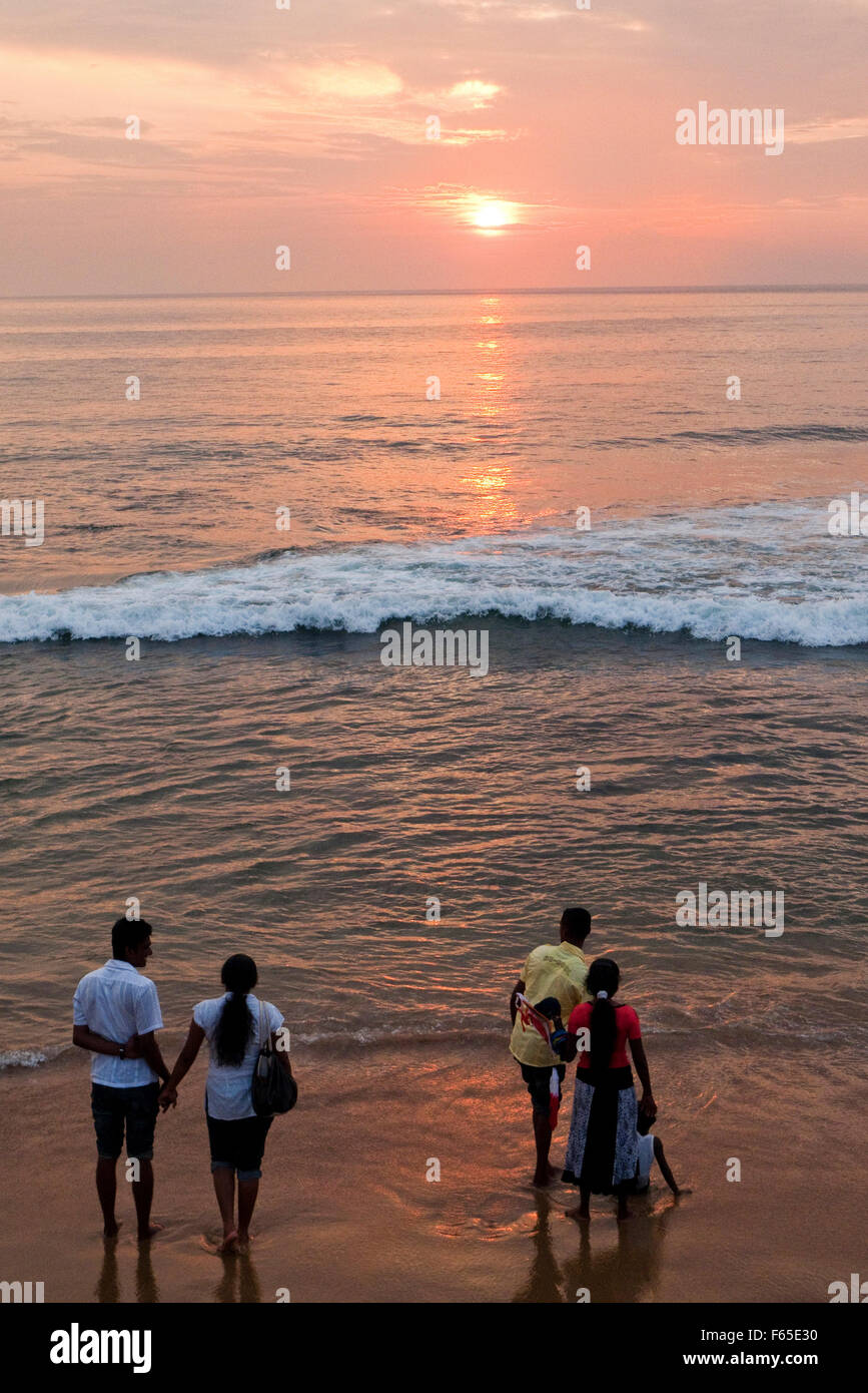 Tourists enjoying at Tangalle beach, Indian Ocean, South Coast, Sri Lanka Stock Photo