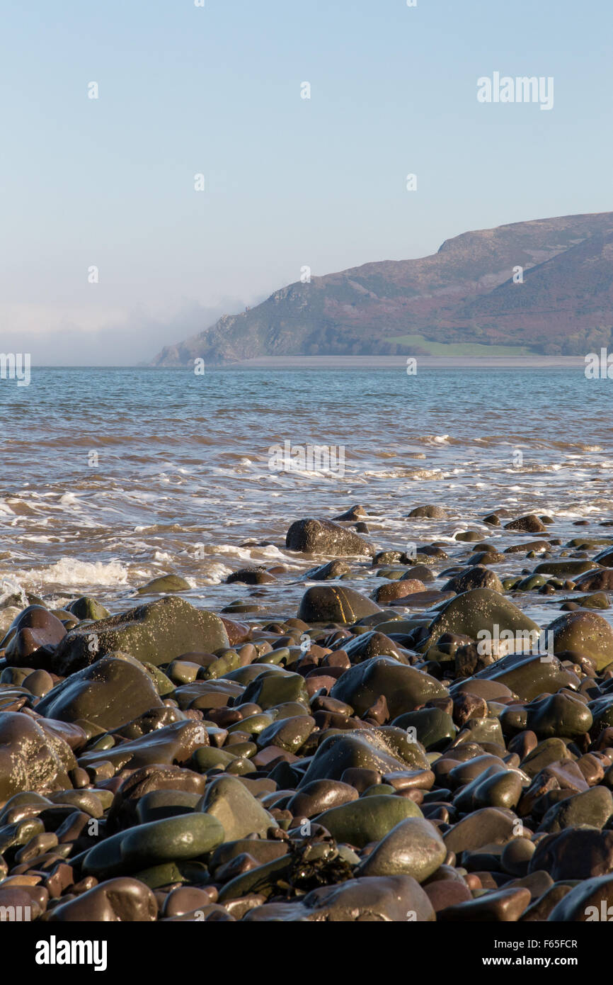 Porlock Weir coastline and beach on the outskirts of Minehead and Exmoor National Park, Somerset UK Stock Photo