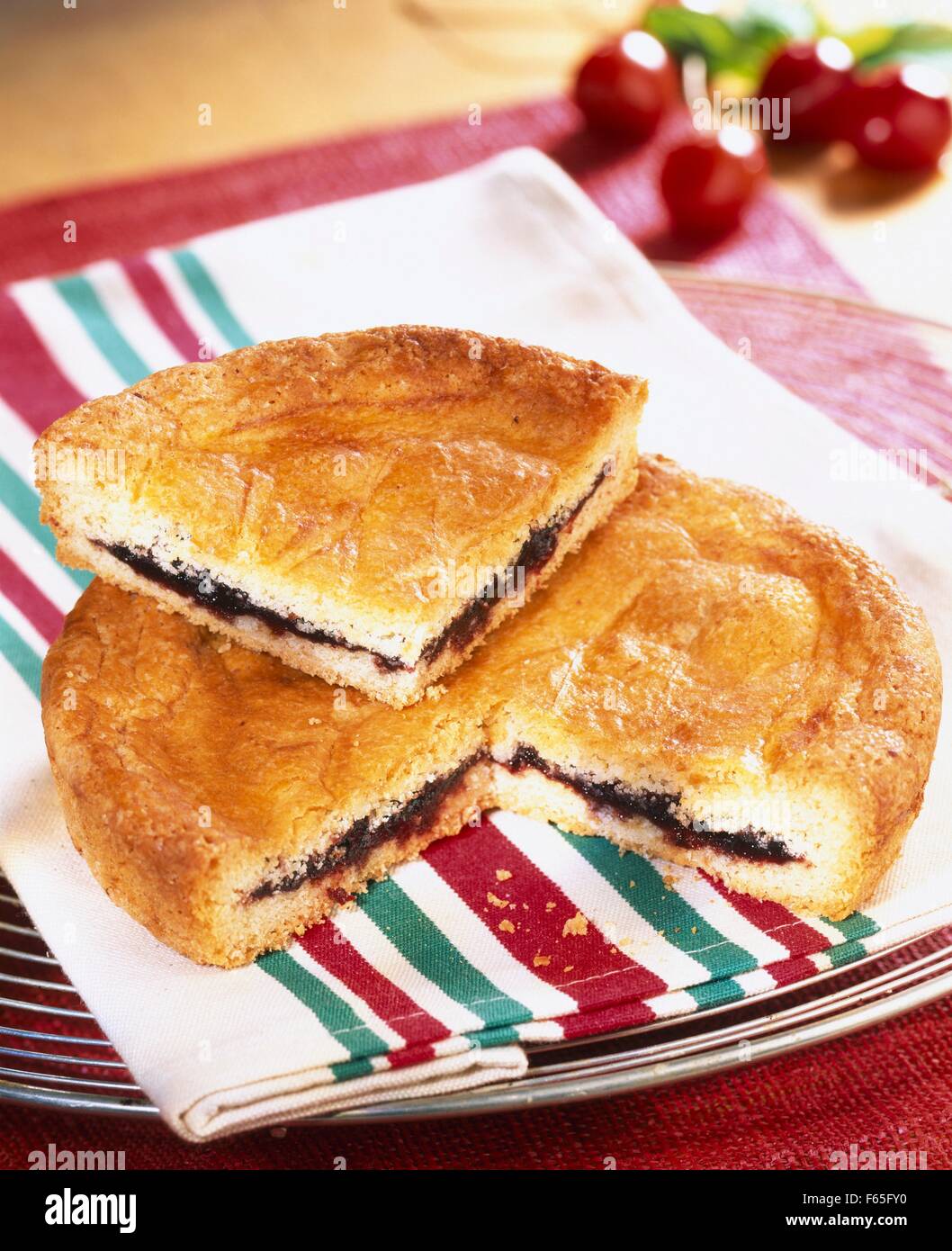 Black cherry Basque cake Stock Photo - Alamy