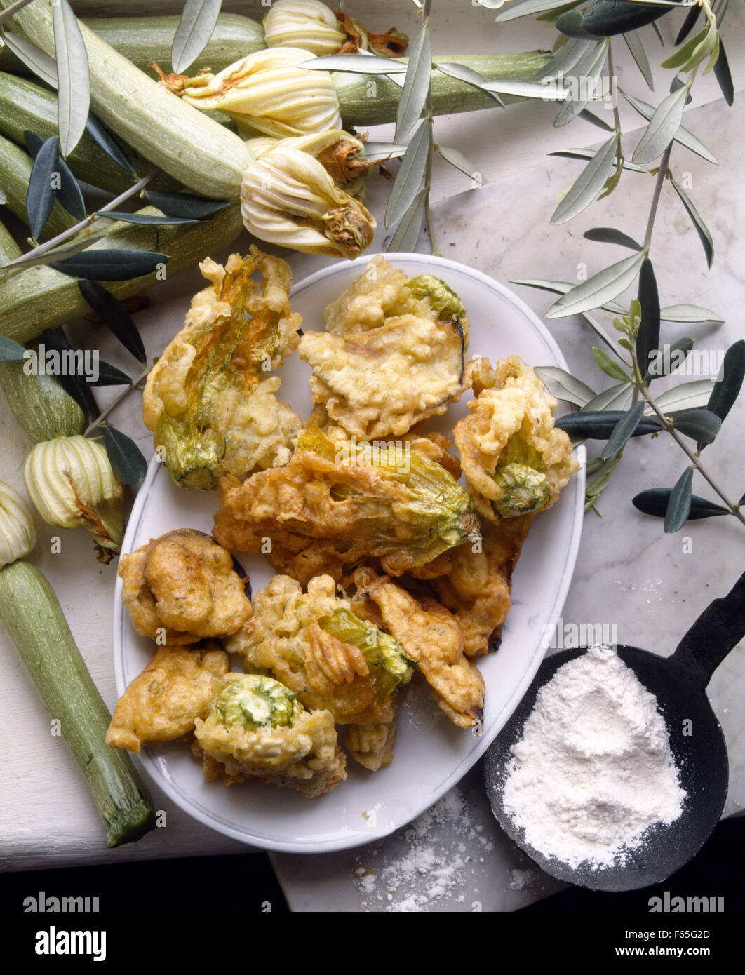 Zucchini flower fritters Stock Photo Alamy
