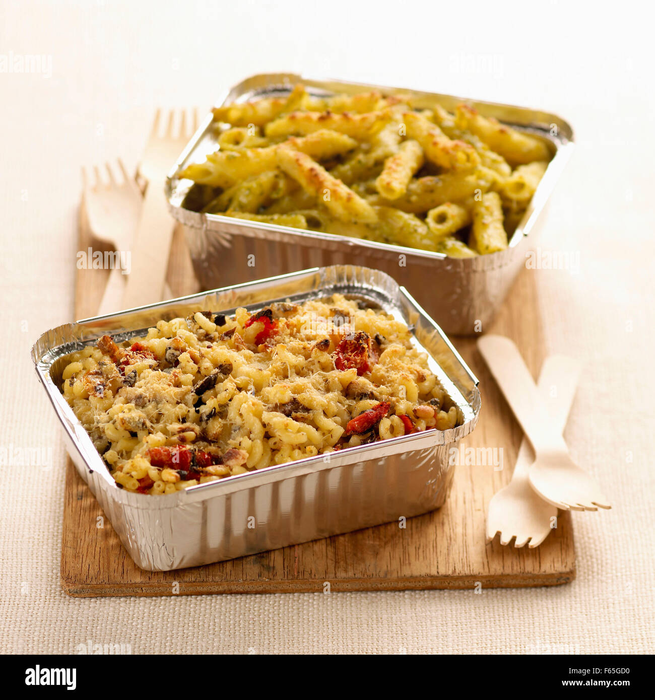 pasta shell bake and penne pasta bake (topic: bakes) Stock Photo