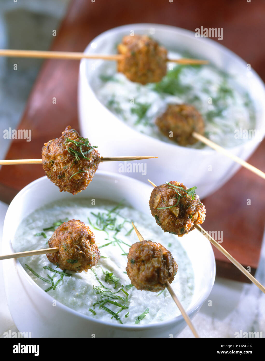 Indian-style meatballs with raita Stock Photo - Alamy