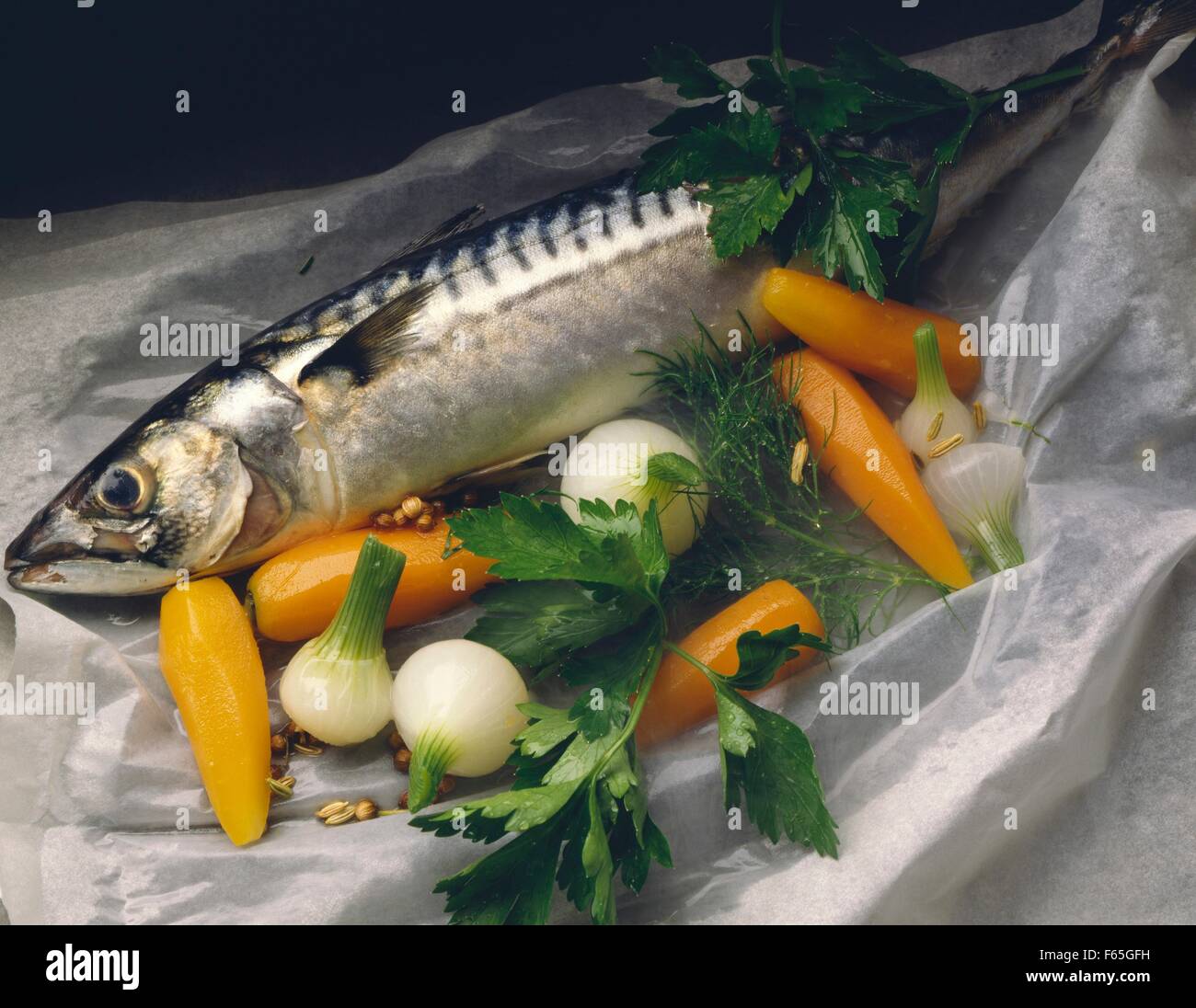 Mackerel with vegetables Stock Photo Alamy