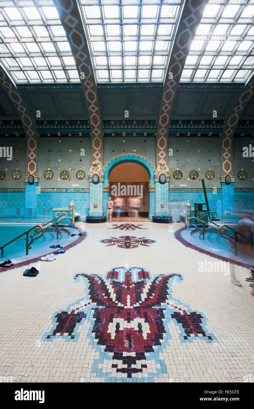 The art nouveau Gellért Baths decorated with artistic mosaics, Budapest, Hungary Stock Photo