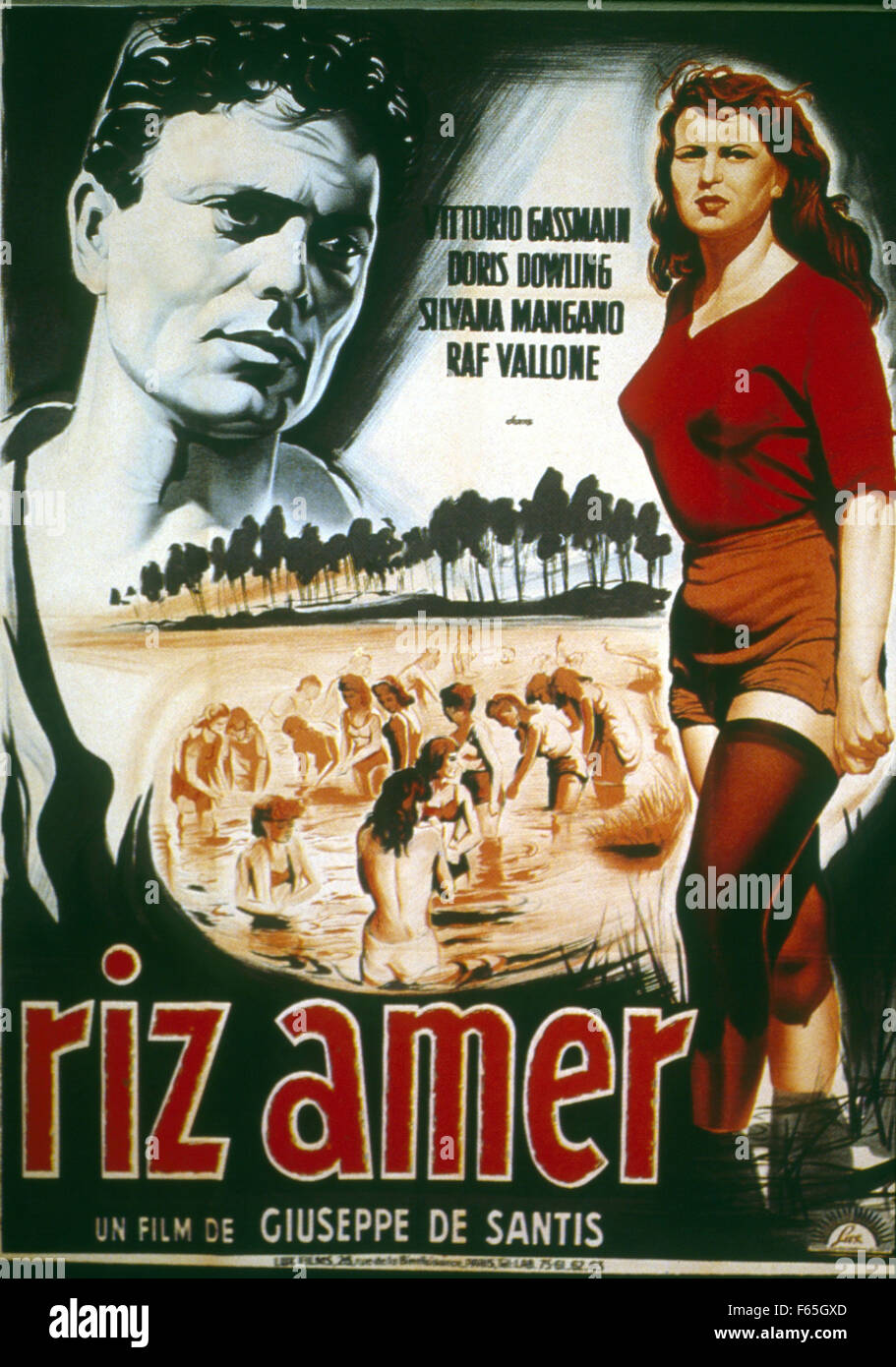 Riso amaro Bitter Rice Year : 1949 Italy Director : Giuseppe De Santis  Silvana Mangano Movie poster (Fr Stock Photo - Alamy