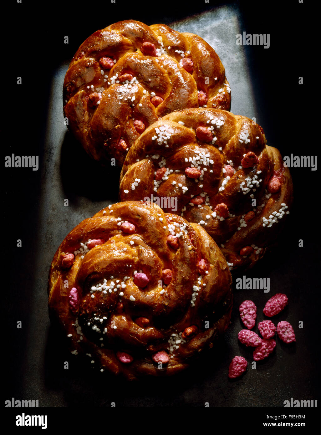 Saint Genix pink praline brioches Stock Photo
