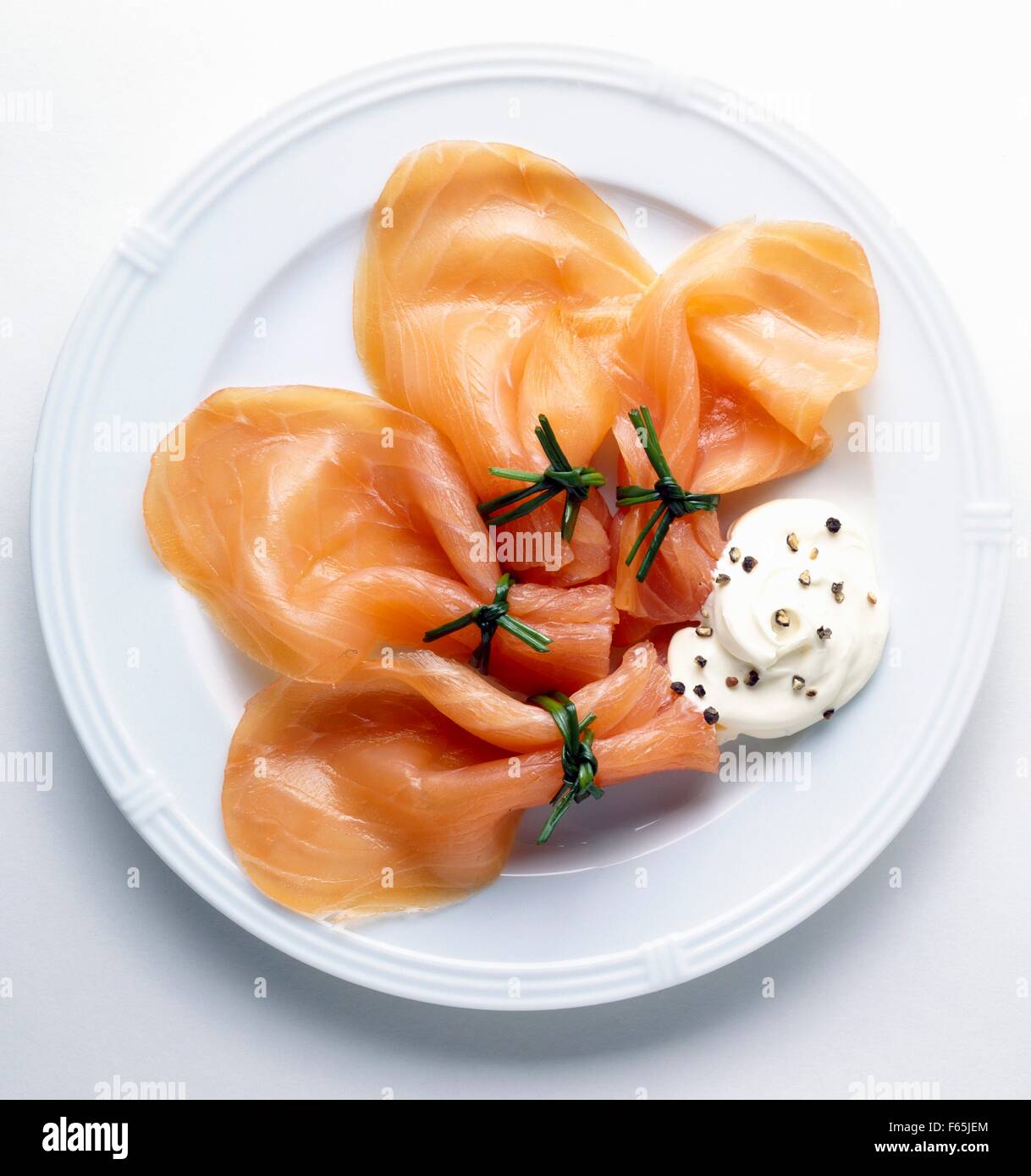 Smoked salmon with cream Stock Photo