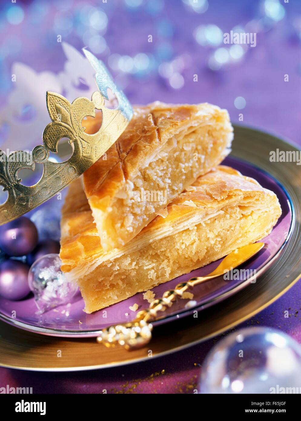 galette des rois flaky pastry and almond cake Stock Photo