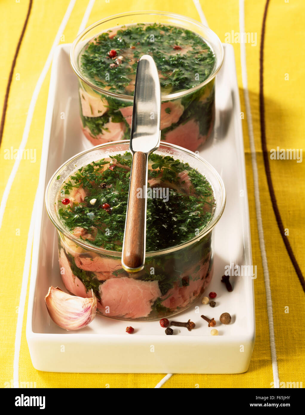 ham marbled with parsley Stock Photo