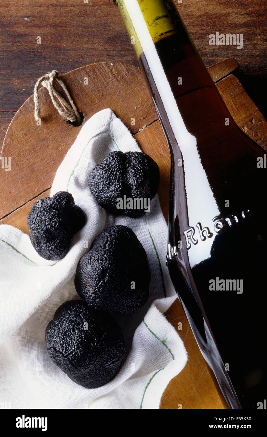 Truffles and Cote du Rhone Stock Photo