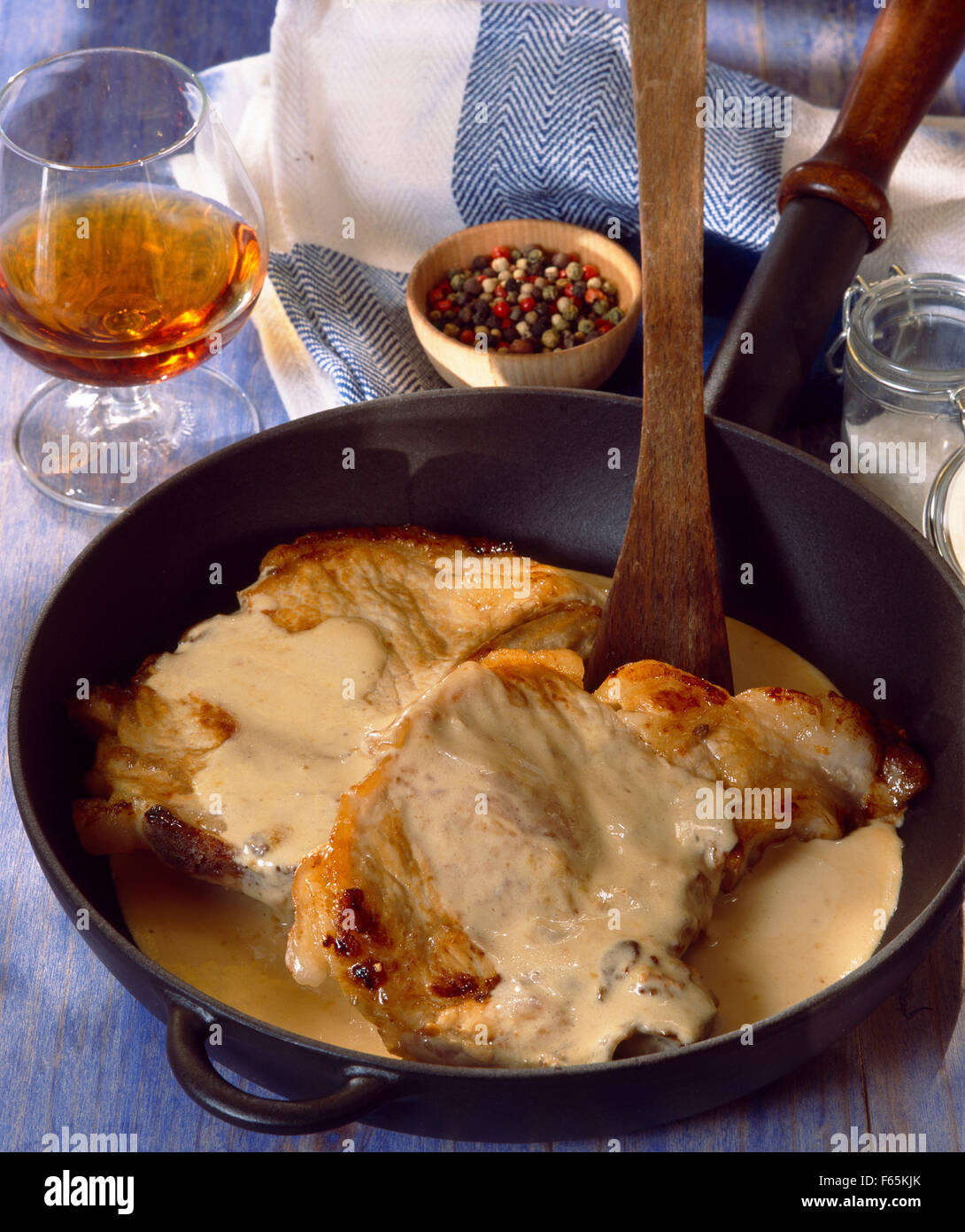 Veal escalope with cream sauce Stock Photo Alamy
