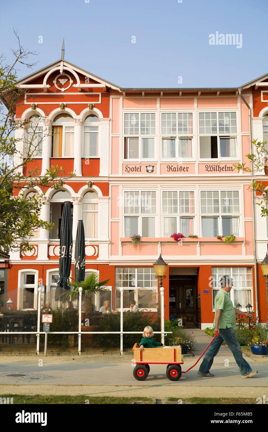 'Hotel Kaiser Wilhelm' (formerly 'Hotel Seeblick') in Bansin on the island of Usedom - Thomas Mann wrote 'The Magic Mountain' Stock Photo