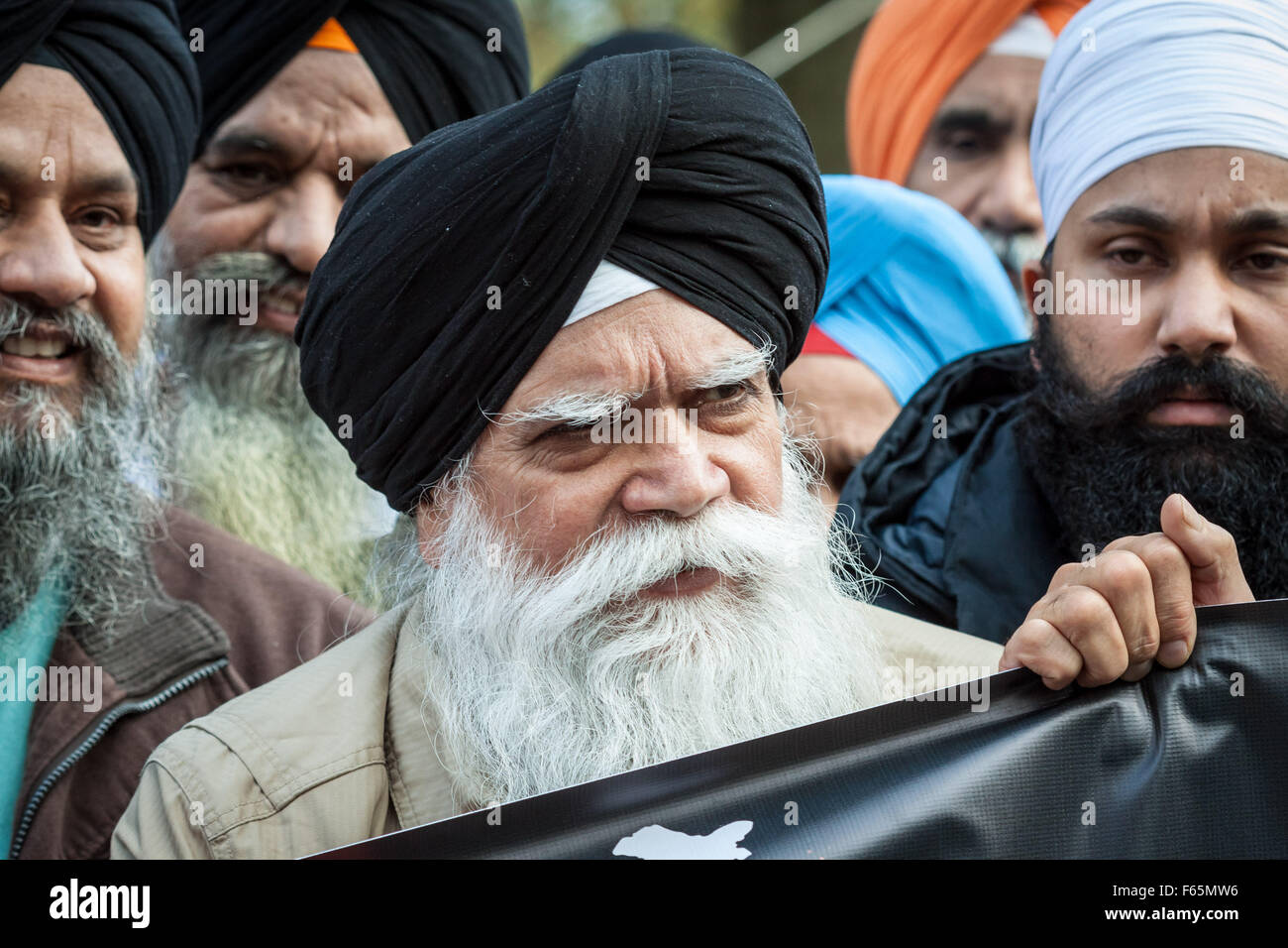 London, UK. 12th November, 2015. Anti-Modi protests opposite Downing Street against UK state visit of Narendra Modi the President of India Credit:  Guy Corbishley/Alamy Live News Stock Photo