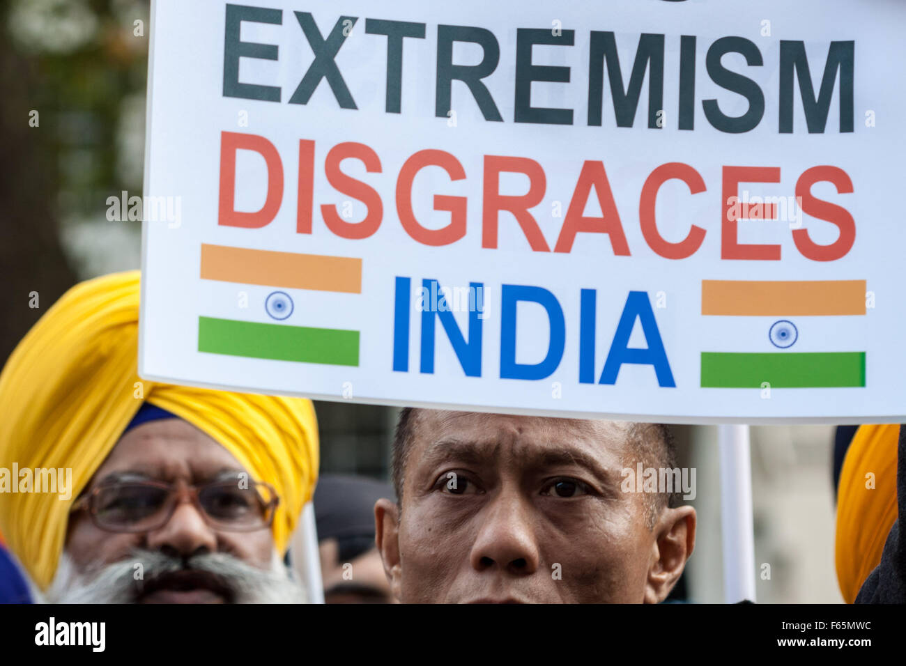 London, UK. 12th November, 2015. Anti-Modi protests opposite Downing Street against UK state visit of Narendra Modi the President of India Credit:  Guy Corbishley/Alamy Live News Stock Photo