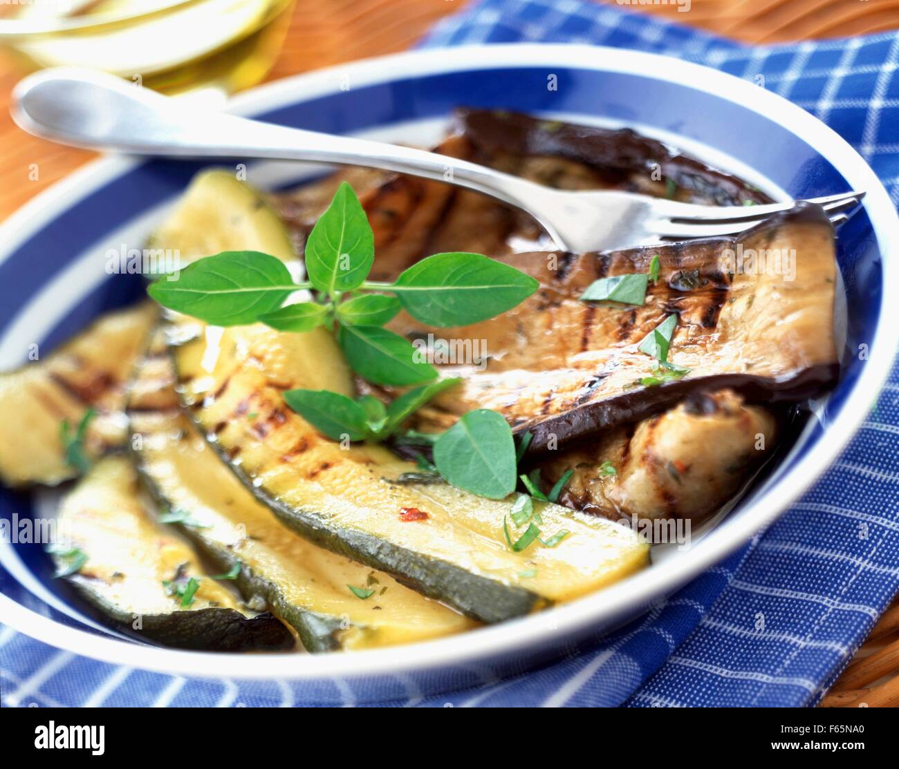 Grilled courgette and aubergine antipasti Stock Photo