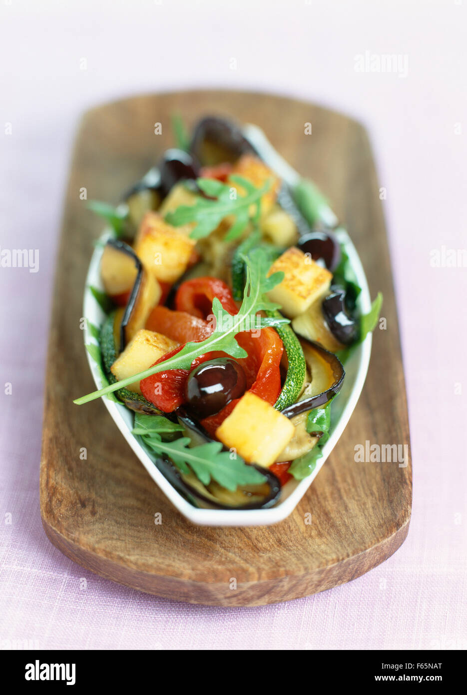 grilled vegetables with crunchy diced polenta Stock Photo
