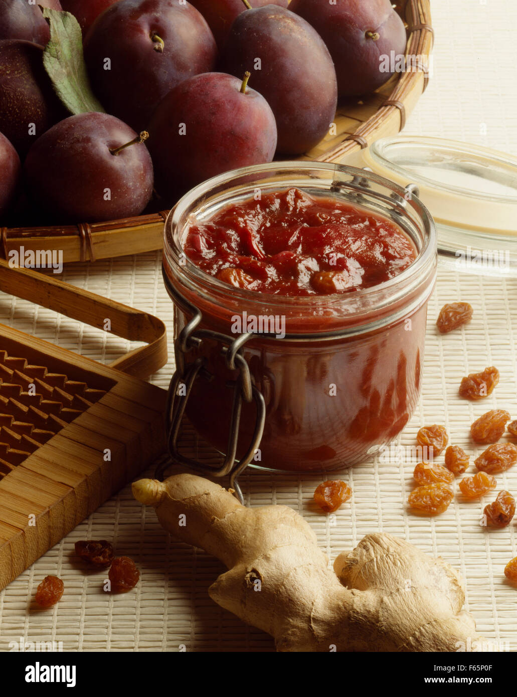 Plum and ginger chutney Stock Photo Alamy
