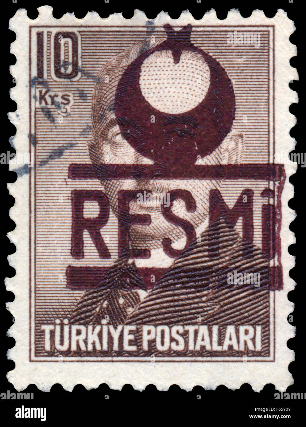 TURKEY - CIRCA 1955: Stamp printed in Turkey shows Mustafa Ismet Inonu, circa 1955. Stock Photo