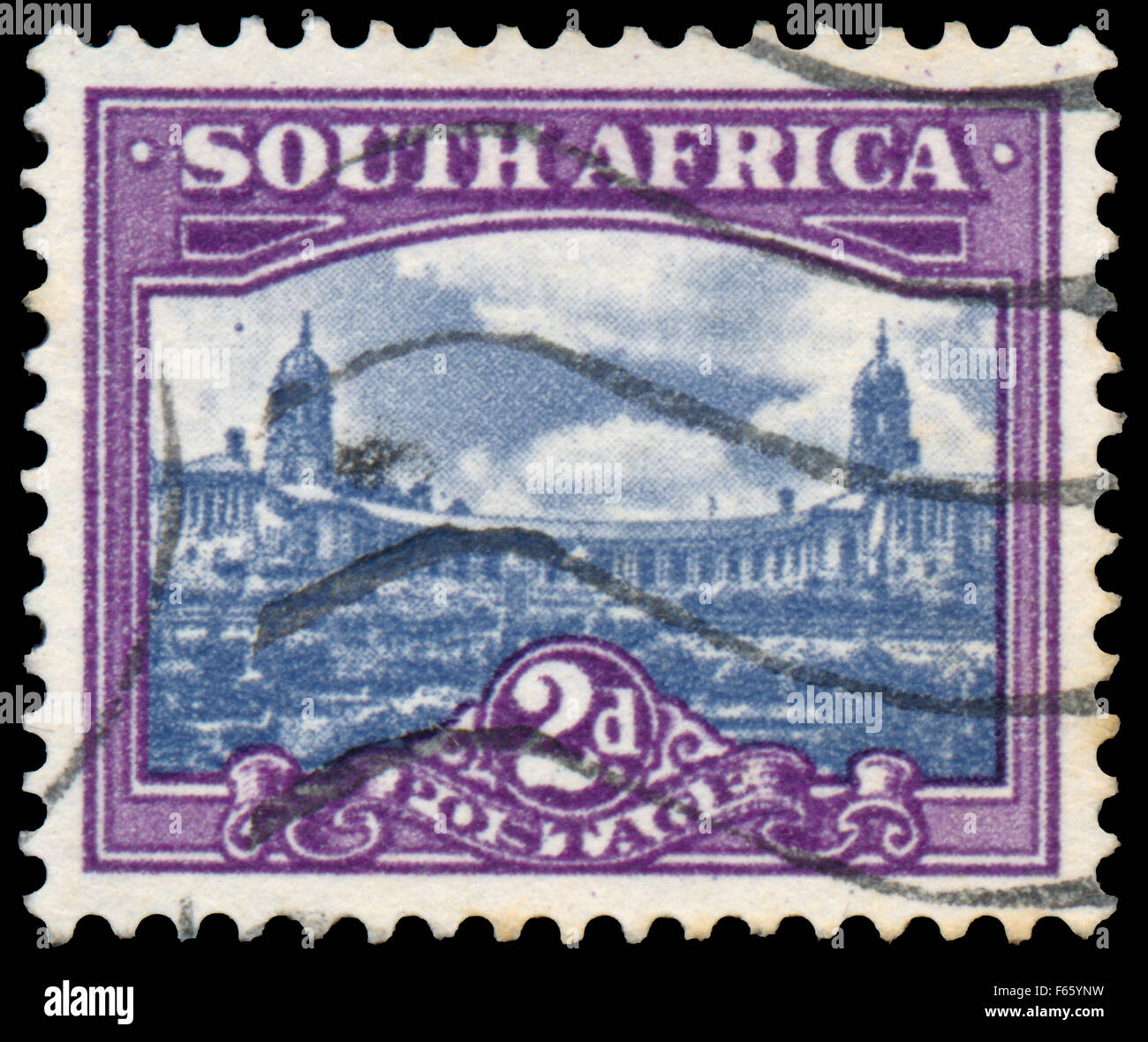SOUTH AFRICA - CIRCA 1945: Stamp printed in South Africa from the 'South African Architecture' issue shows Union Buildings, Pret Stock Photo