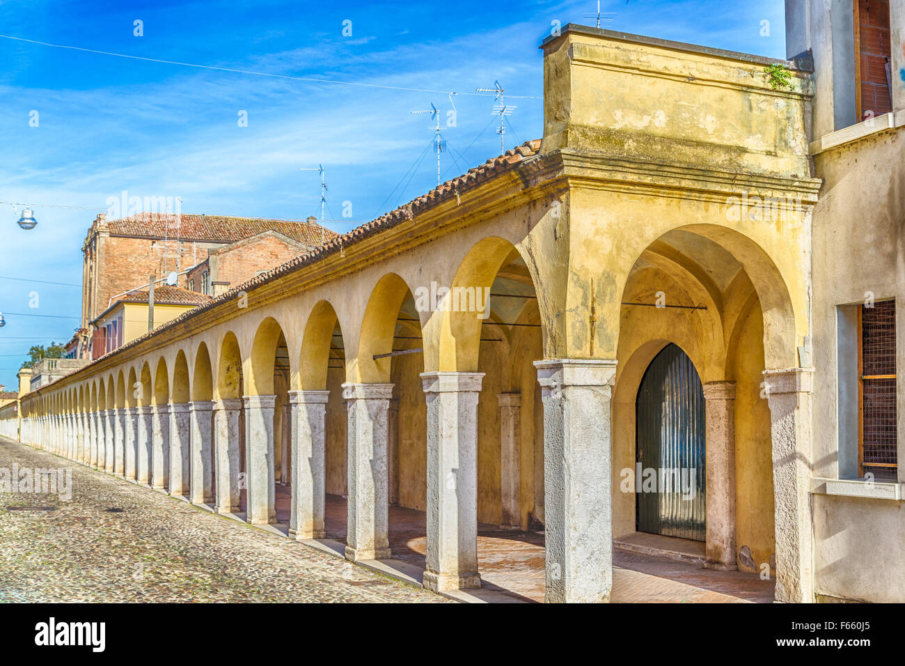 Archs of ancient porch in Italy Stock Photo Alamy