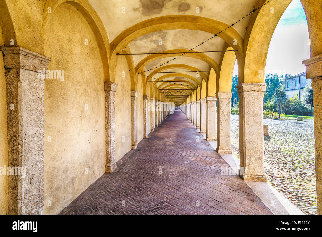 Archs of ancient porch in Italy Stock Photo Alamy