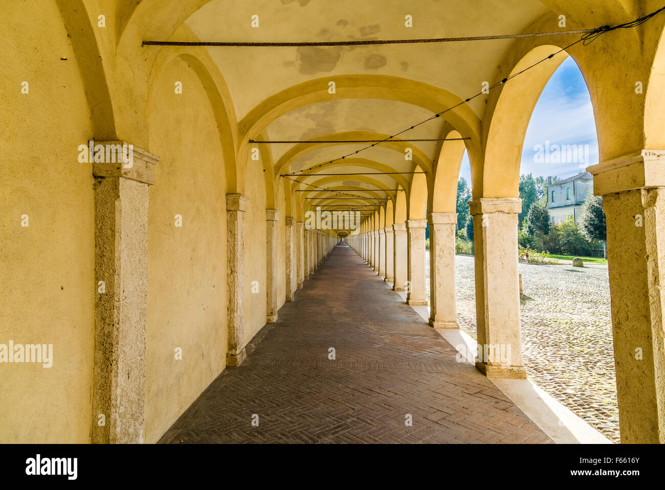 Archs of ancient porch in Italy Stock Photo Alamy