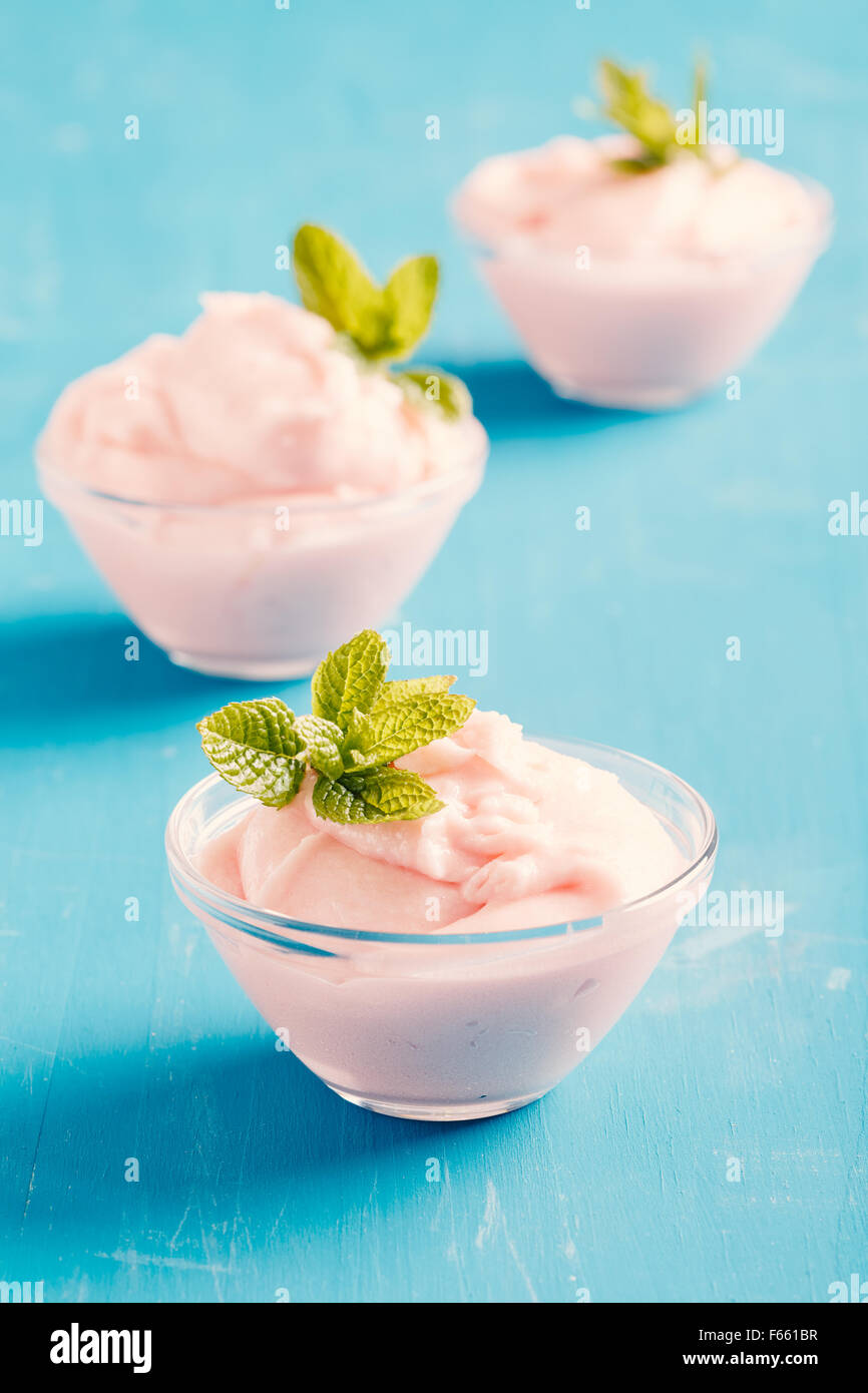 Strawberry Ice cream in a cup Stock Photo Alamy