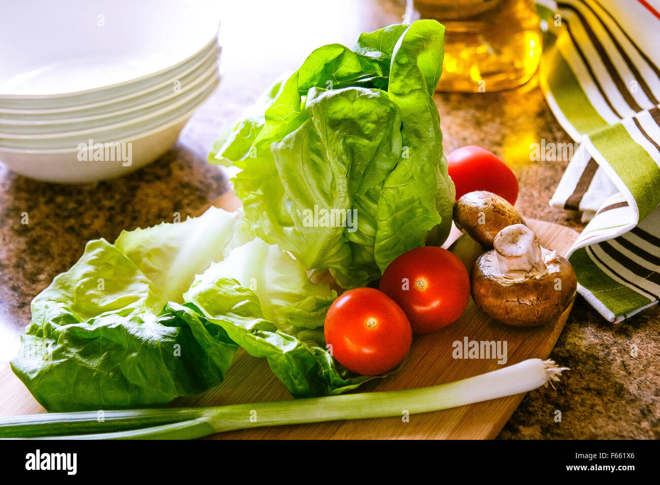 Lettuce Tomato And Green Onion Bamboo Cutting Board Cloth And