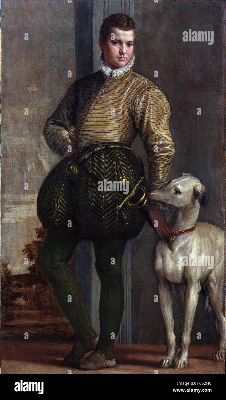 Paolo Veronese - Boy with a Greyhound Stock Photo