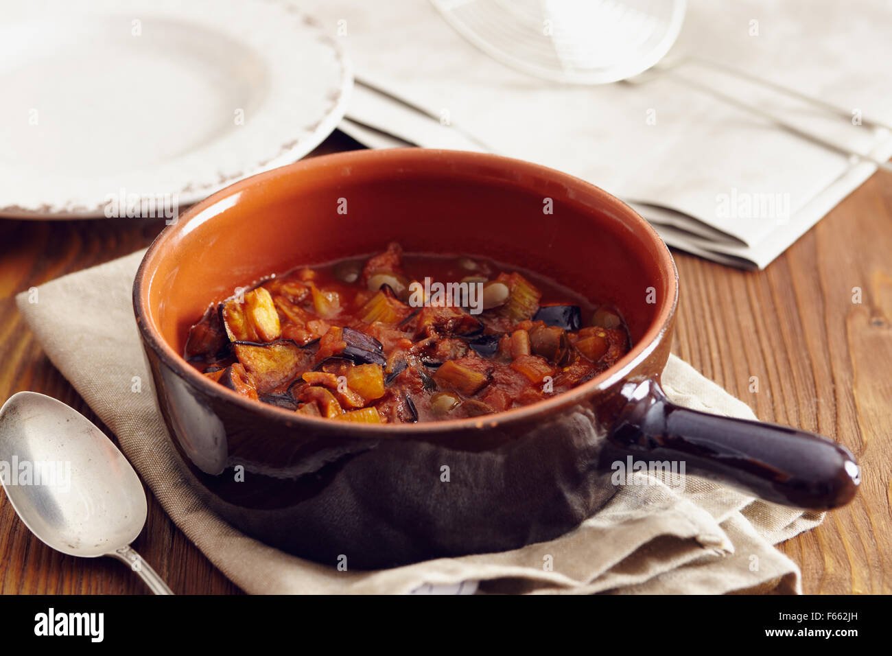 eggplant caponata, traditional sicilian dish. Served in a classic