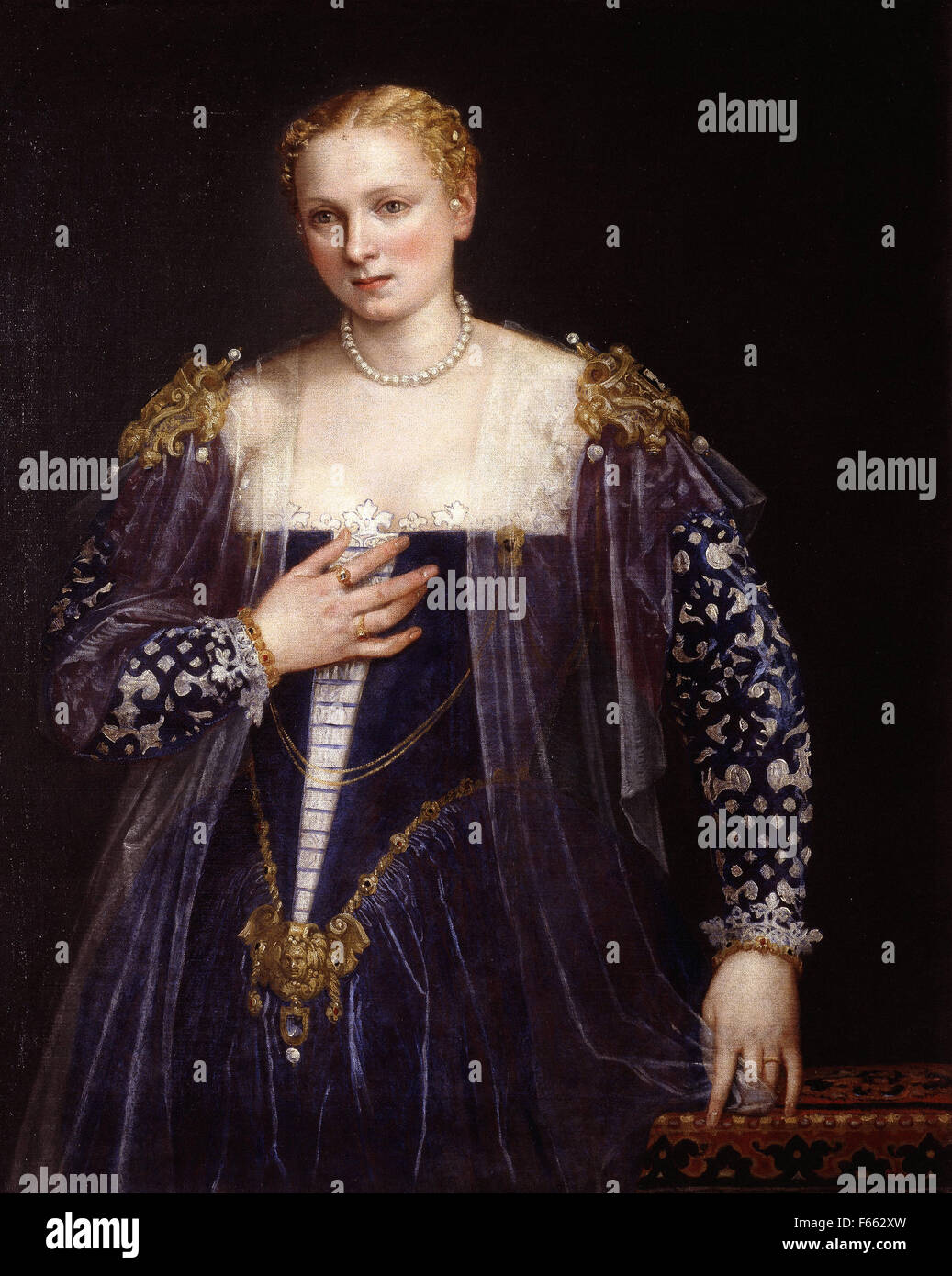 Paolo Veronese -  Portrait of Countess Nani - Louvre museum Stock Photo