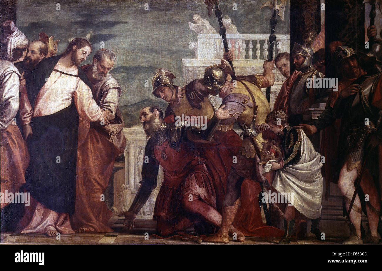Paolo Veronese - Jesus and the Centurion - Prado Museum Stock Photo