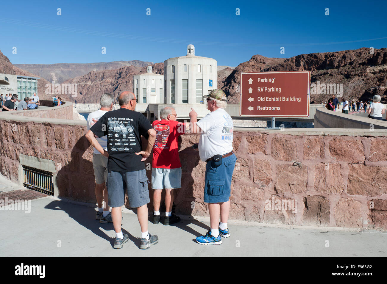 Tourists visiting Hoover Dam, on the Nevada-Arizona border, USA. Stock Photo