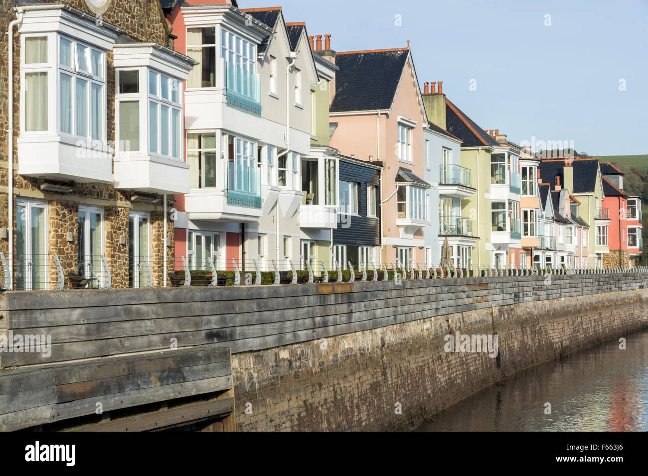 Waterfront coloured houses at Dart Marina Development, Dartmouth, South