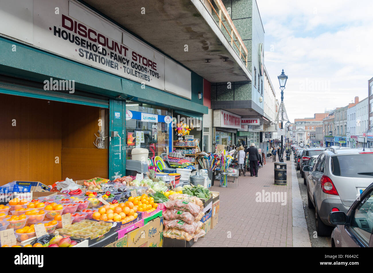 Fresh fruit and vegetables on display outside a greengrocers shop in