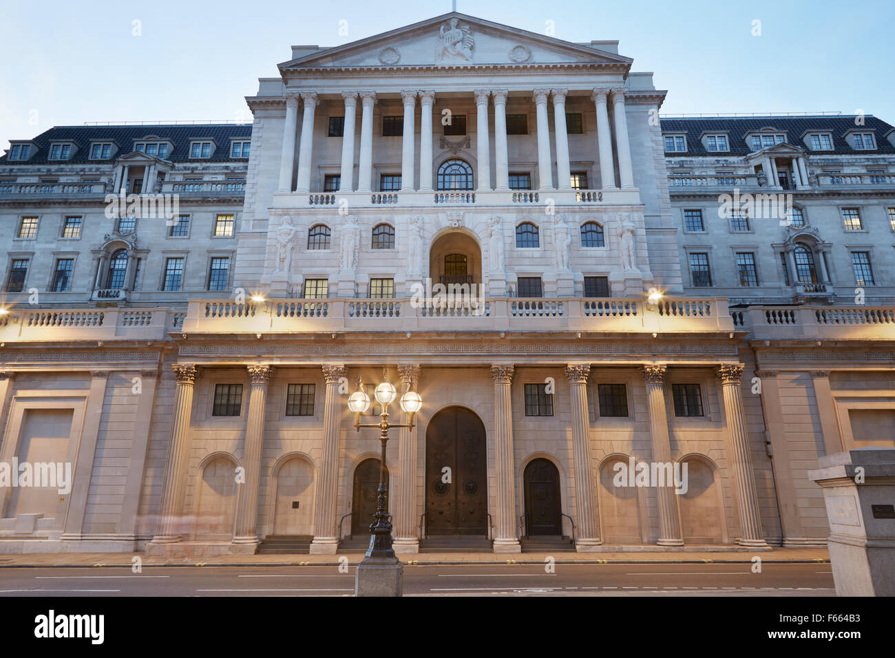 Bank of England facade in London in the evening Stock Photo