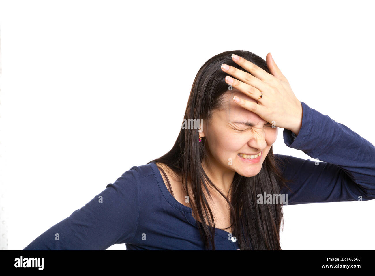 Portrait of woman isolated on white Stock Photo - Alamy